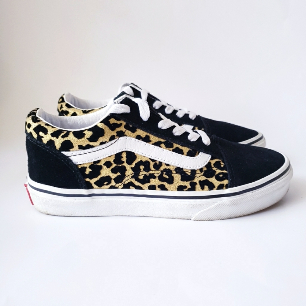 Vans Classic Old Skool Leopard Print Suede Kids Shoes